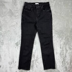 Good American Good Legs Straight Jeans‎ Womens 6/28 Black Wash Mid-rise 26"